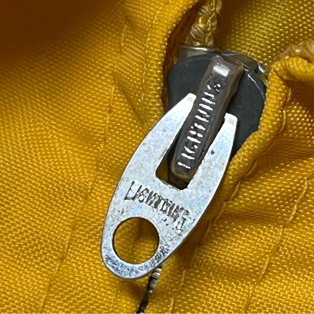 Vintage Yellow Track Jacket Green Striped Lightning Zipper Sized Medium - Picture 3 of 6